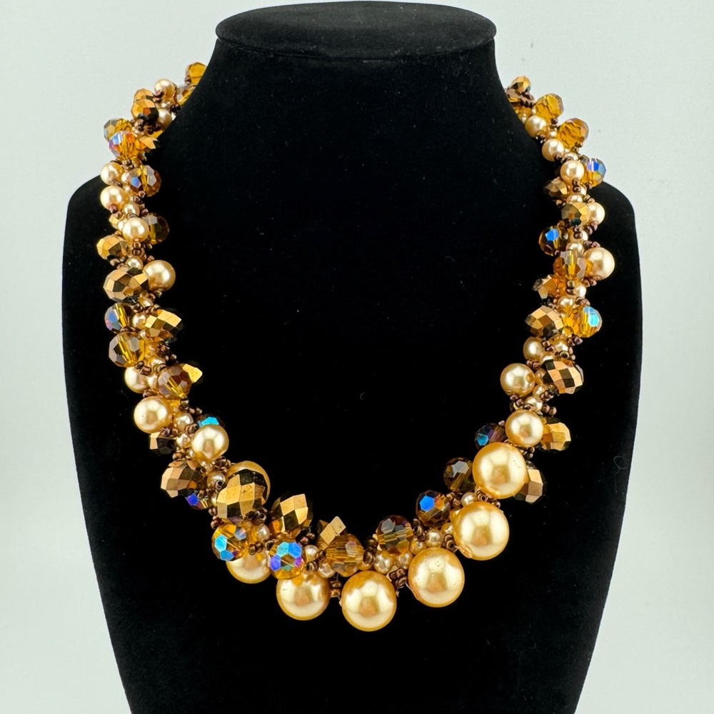 Handmade Gold Beaded Cluster Necklace